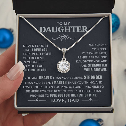 To My Daughter - "Straighten Your Crown" Sparkling Pendant Necklace - Love Dad - CuteBlueDesignCo
