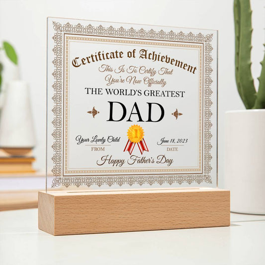 TO THE WORLD'S GREATEST DAD GIFT - ACRYLIC SQUARE PLAQUE - CuteBlueDesignCo