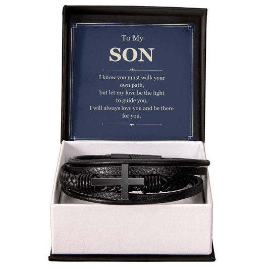 To My Son - Light to Guide You - Men's Cross Bracelet
