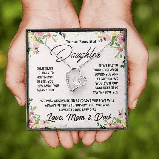 To Our Beautiful Daughter - Love Mom & Dad - Forever Love Necklace - CuteBlueDesignCo