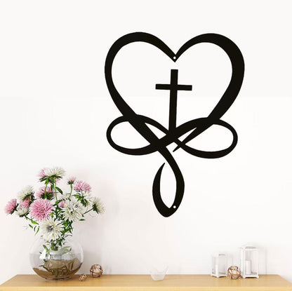 Love Infinity Cross Metal Art Steel Wall Sign - CuteBlueDesignCo