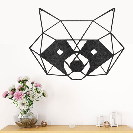 Geometric Raccoon Metal Art Steel Wall Sign - CuteBlueDesignCo