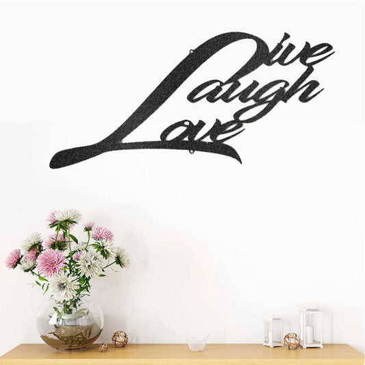 Live Laugh Love Inspirational Metal Art Sign - CuteBlueDesignCo