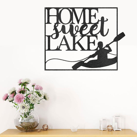 Kayaking Home Sweet Lake Metal Art Sign - CuteBlueDesignCo