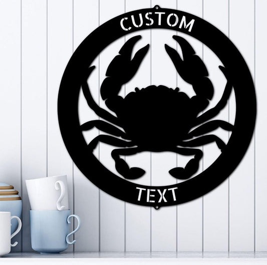 Crab Ring Custom Name Steel Wall Sign Metal Art Decor - CuteBlueDesignCo