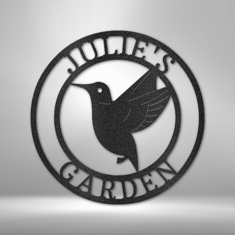 Humming Bird Monogram Garden Personalized Metal Art Wall Sign Housewarming Mother's Day Shed Nursery Kitchen Hummingbird Steel Sign - CuteBlueDesignCo